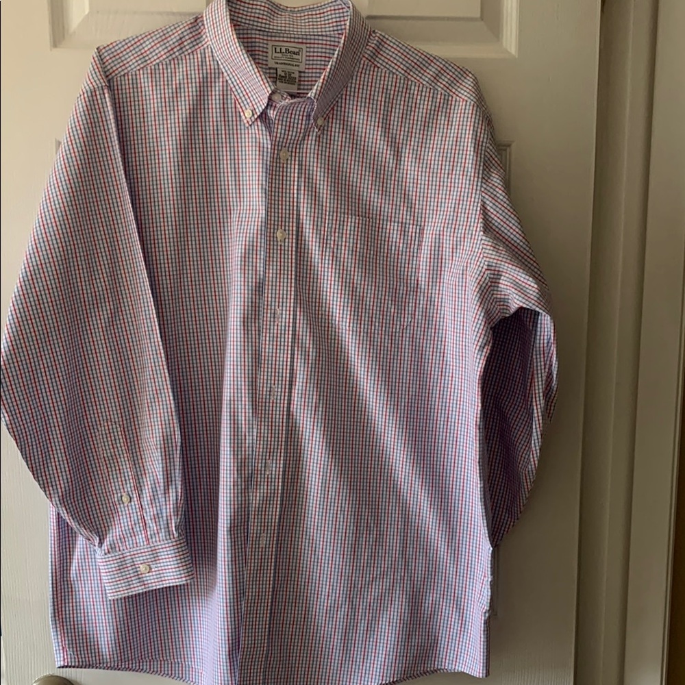 L.L. Bean Men's Red and Blue Checkered Shirt